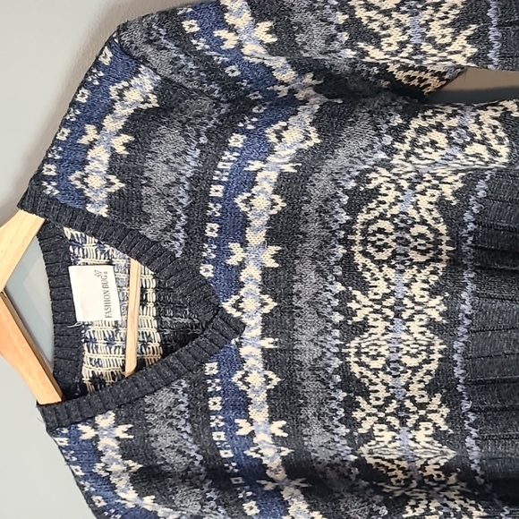 Vintage Fashion Bug Y2K 90s Fair Isle Sweater Nordic Boxy Size Medium Heritage - Picture 2 of 7